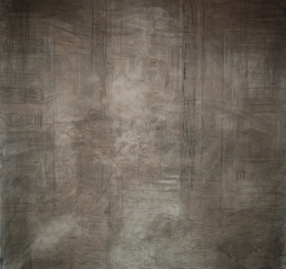  RAINCOAT v3 • 2013 • Charcoal, Oil and Coffee on Prepared Paper • 84 X 95 inches [213 x 241 cm] 